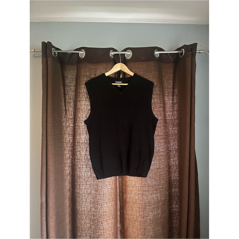 Jantzen Black Ribbed V-Neck Sweater Vest